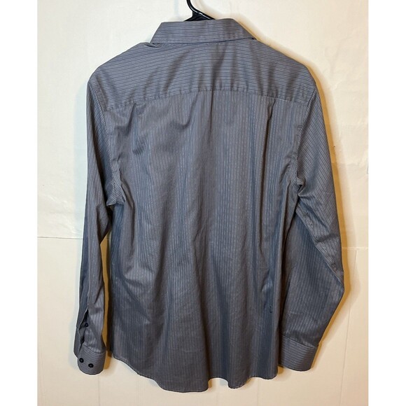 Docker's Mens Medium Gray & Black Striped Long Sleeve Button Up Shirt - Picture 6 of 6